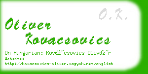 oliver kovacsovics business card